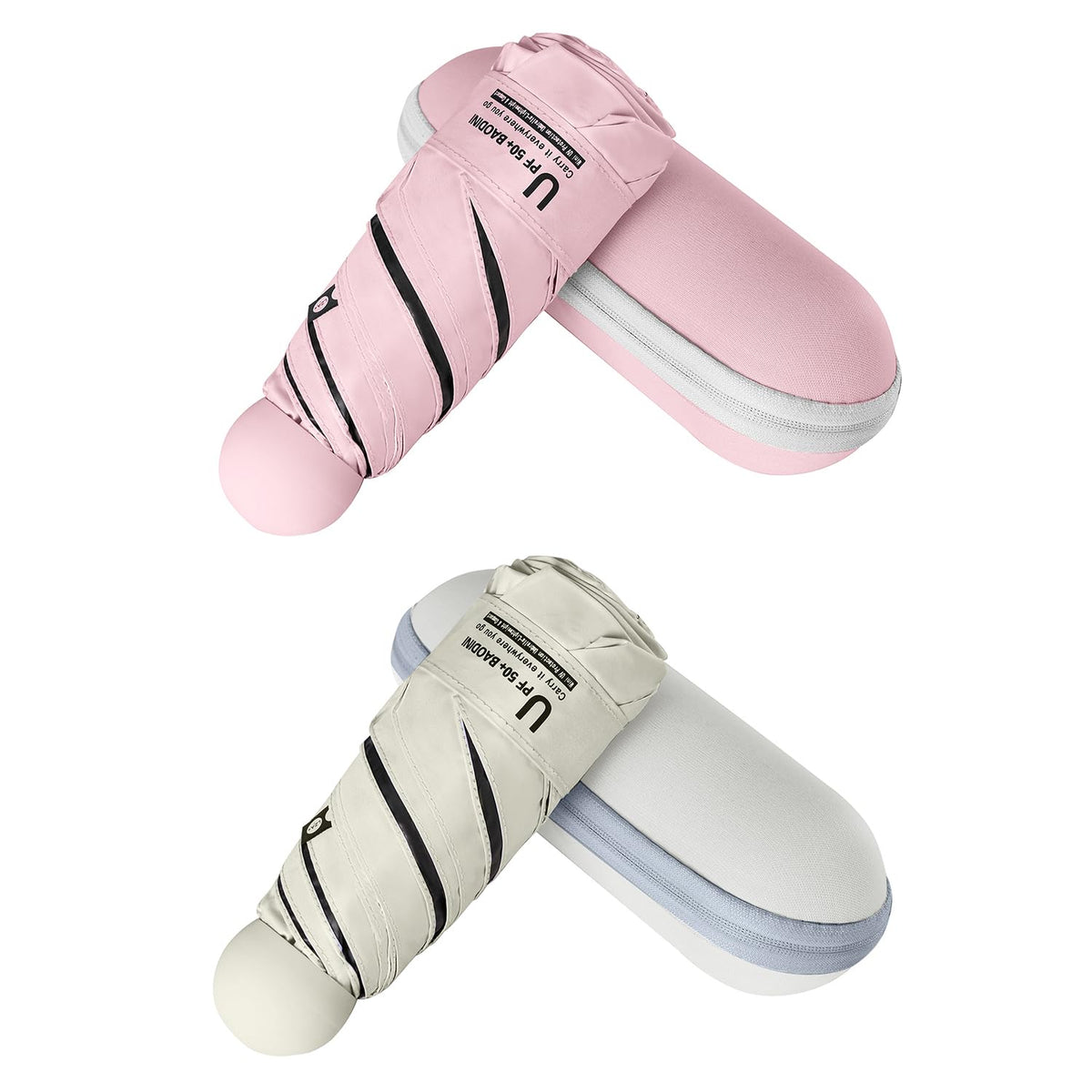 BAODINI Mini Travel Umbrella with UV Sun Protection, Compact Pocket-Size