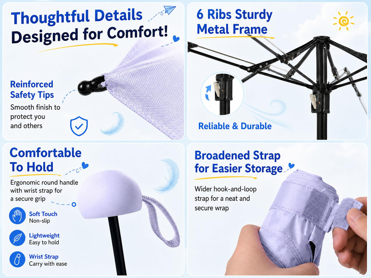 BAODINI Mini Travel Umbrella with UV Sun Protection, Compact Pocket-Size