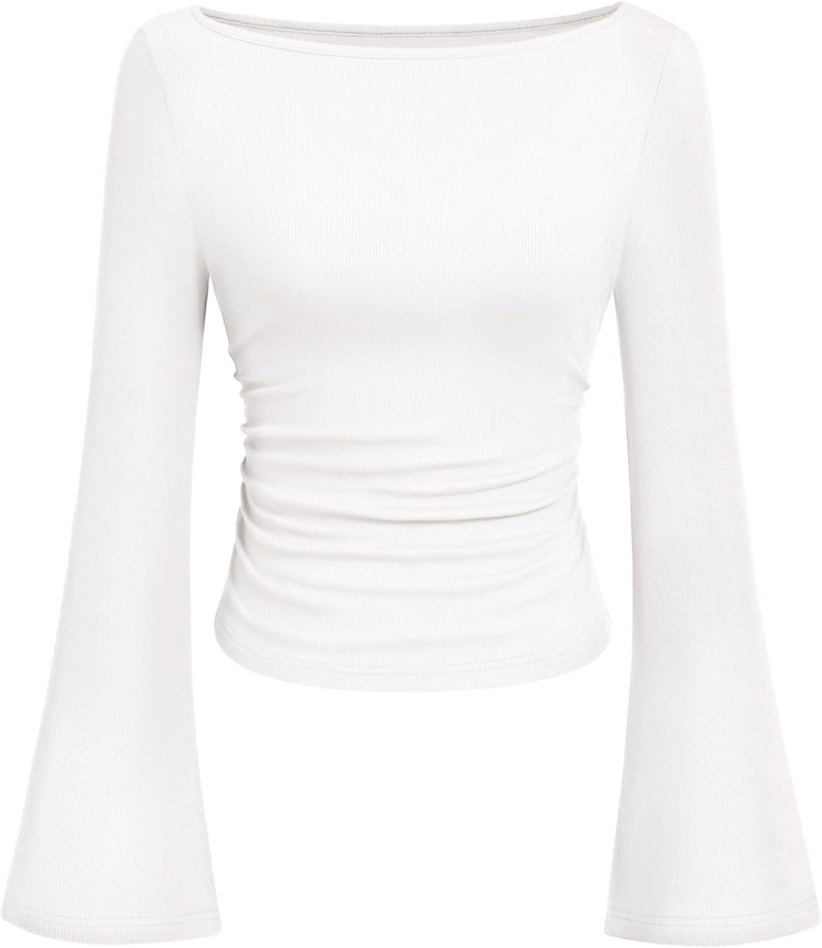 PRETTYGARDEN Womens Bell Long Sleeve Ribbed Knit Tops