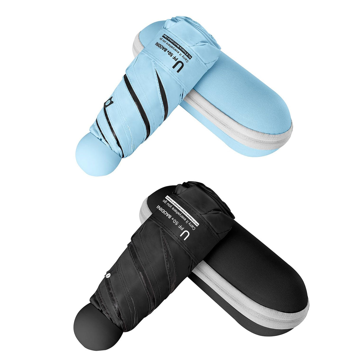 BAODINI Mini Travel Umbrella with UV Sun Protection, Compact Pocket-Size