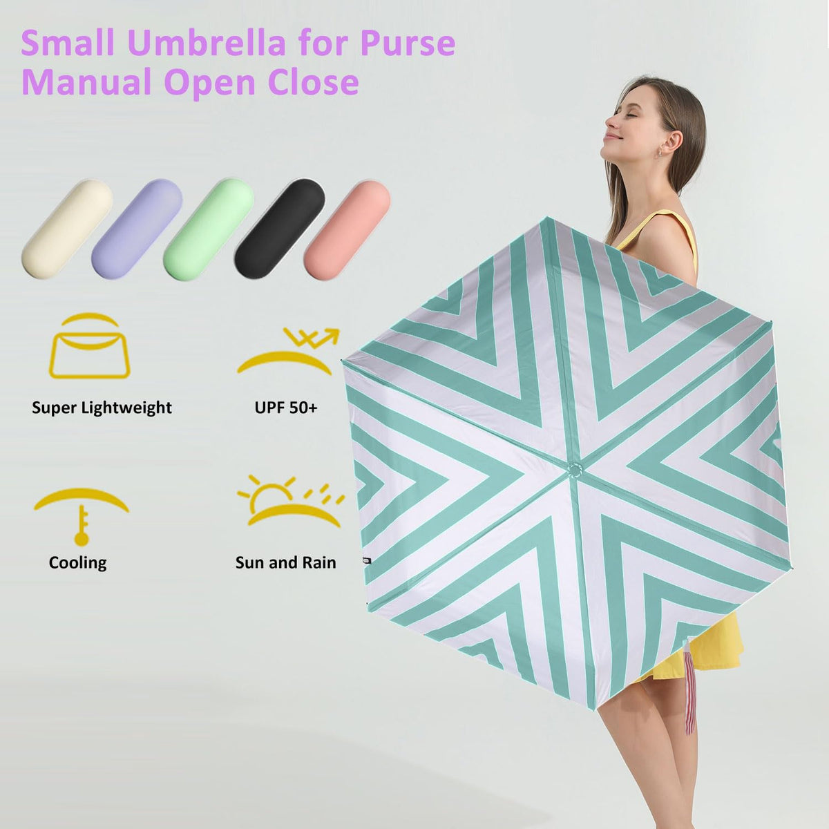 BAODINI Mini Travel Umbrella with UV Sun Protection, Compact Pocket-Size