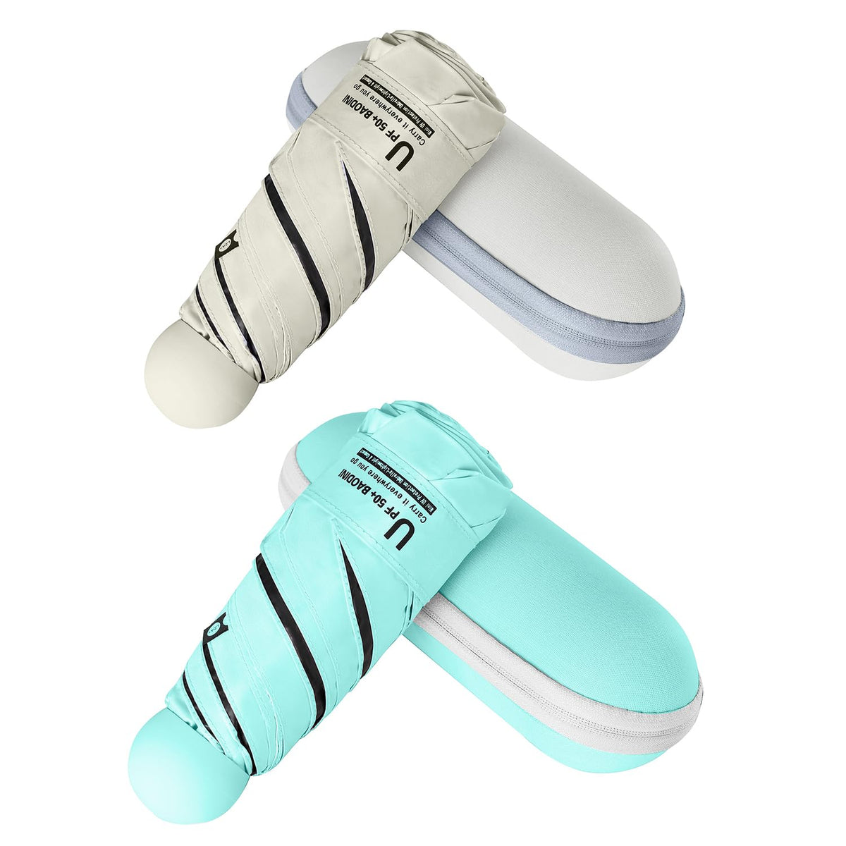 BAODINI Mini Travel Umbrella with UV Sun Protection, Compact Pocket-Size