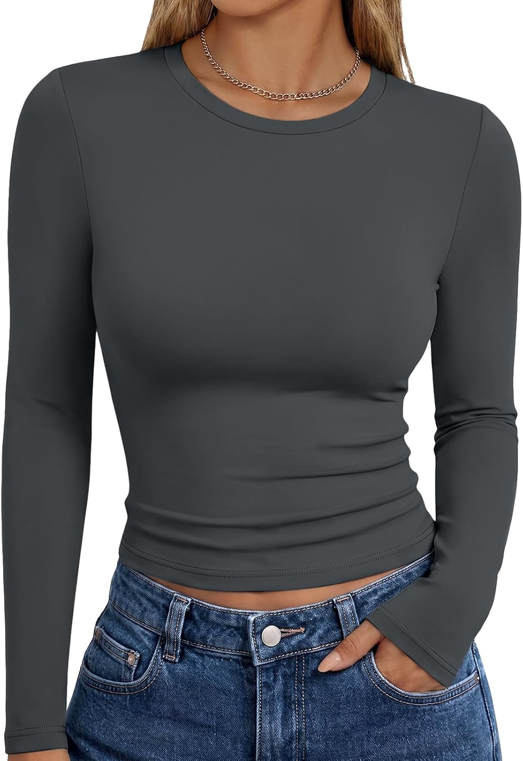 Trendy Queen Womens Long Sleeve T Shirts Fall Fashion Basic Y2K Tops 2026