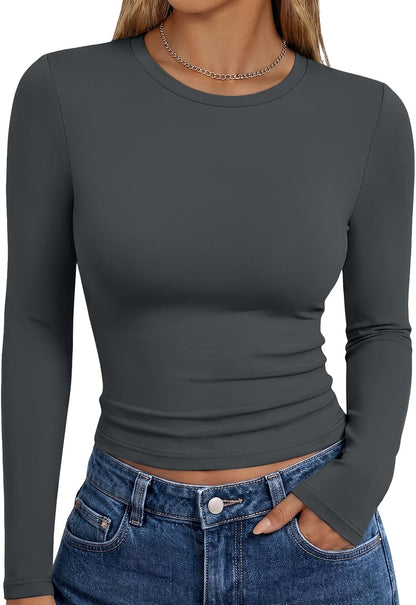 Trendy Queen Womens Long Sleeve T Shirts Fall Fashion Basic Y2K Tops 2026