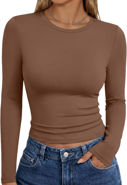 Trendy Queen Womens Long Sleeve T Shirts Fall Fashion Basic Y2K Tops 2026