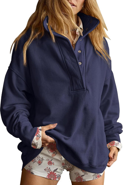 Gacaky Sweatshirt for Women Oversized Henley Neck Pullover Top Fall Outfits