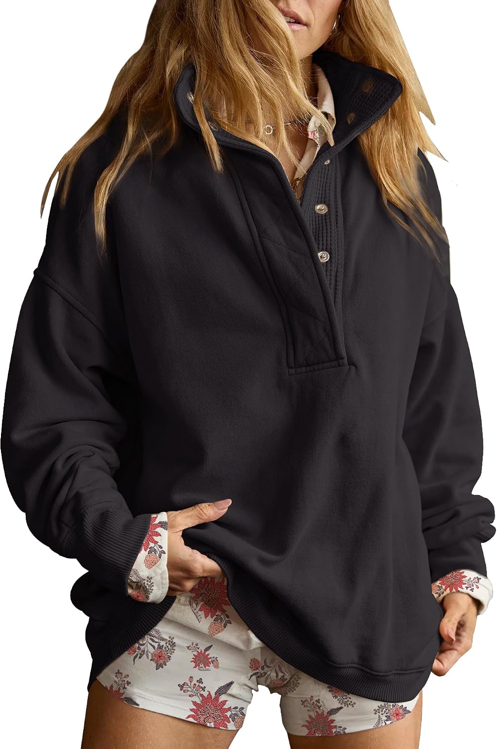 Gacaky Sweatshirt for Women Oversized Henley Neck Pullover Top Fall Outfits