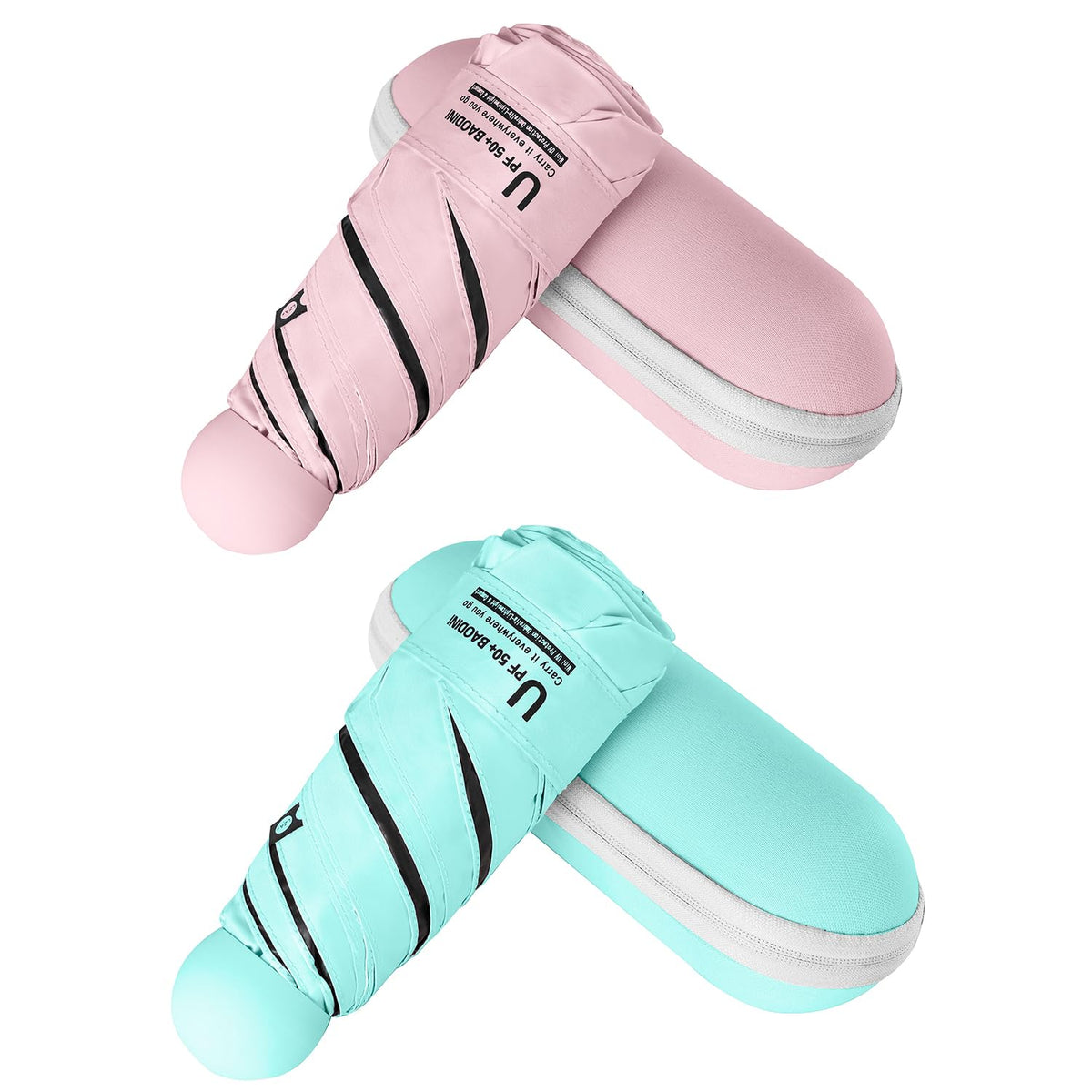 BAODINI Mini Travel Umbrella with UV Sun Protection, Compact Pocket-Size