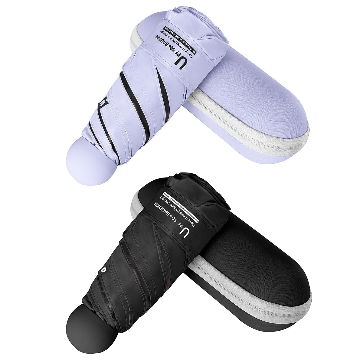BAODINI Mini Travel Umbrella with UV Sun Protection, Compact Pocket-Size