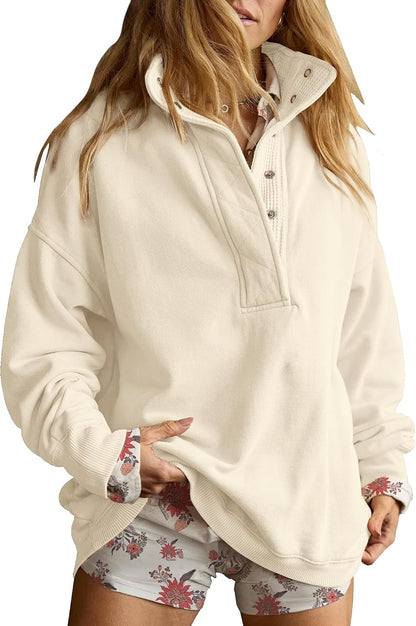 Gacaky Sweatshirt for Women Oversized Henley Neck Pullover Top Fall Outfits