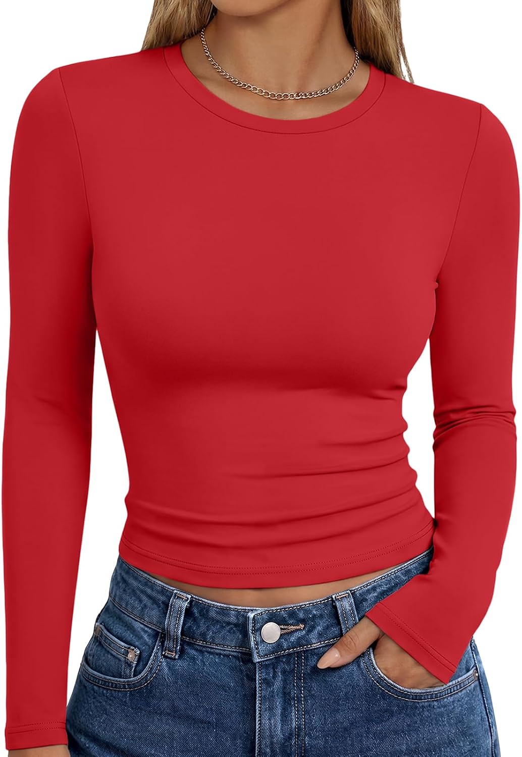Trendy Queen Womens Long Sleeve T Shirts Fall Fashion Basic Y2K Tops 2026