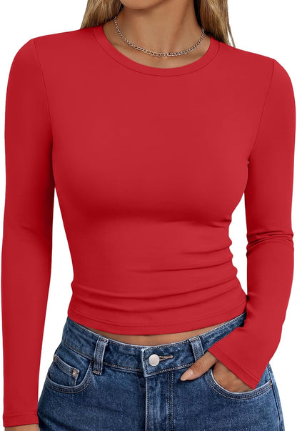 Trendy Queen Womens Long Sleeve T Shirts Fall Fashion Basic Y2K Tops 2026