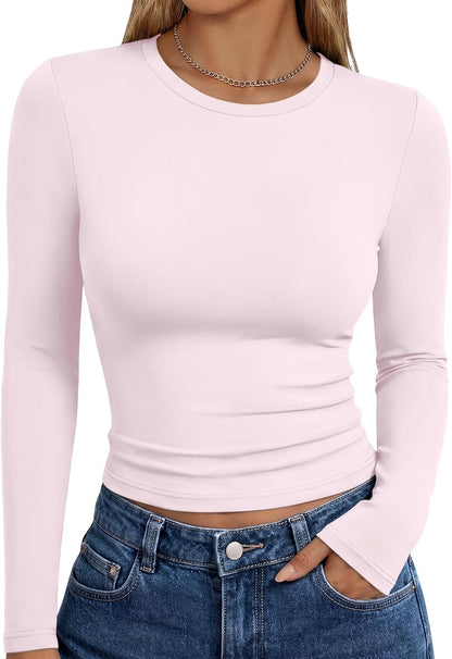 Trendy Queen Womens Long Sleeve T Shirts Fall Fashion Basic Y2K Tops 2026