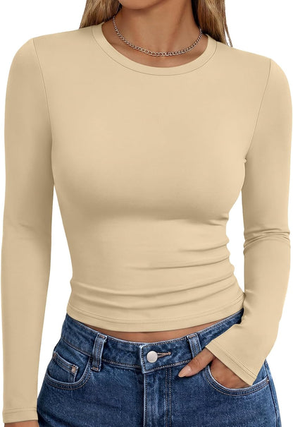 Trendy Queen Womens Long Sleeve T Shirts Fall Fashion Basic Y2K Tops 2026