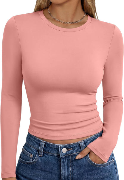 Trendy Queen Womens Long Sleeve T Shirts Fall Fashion Basic Y2K Tops 2026