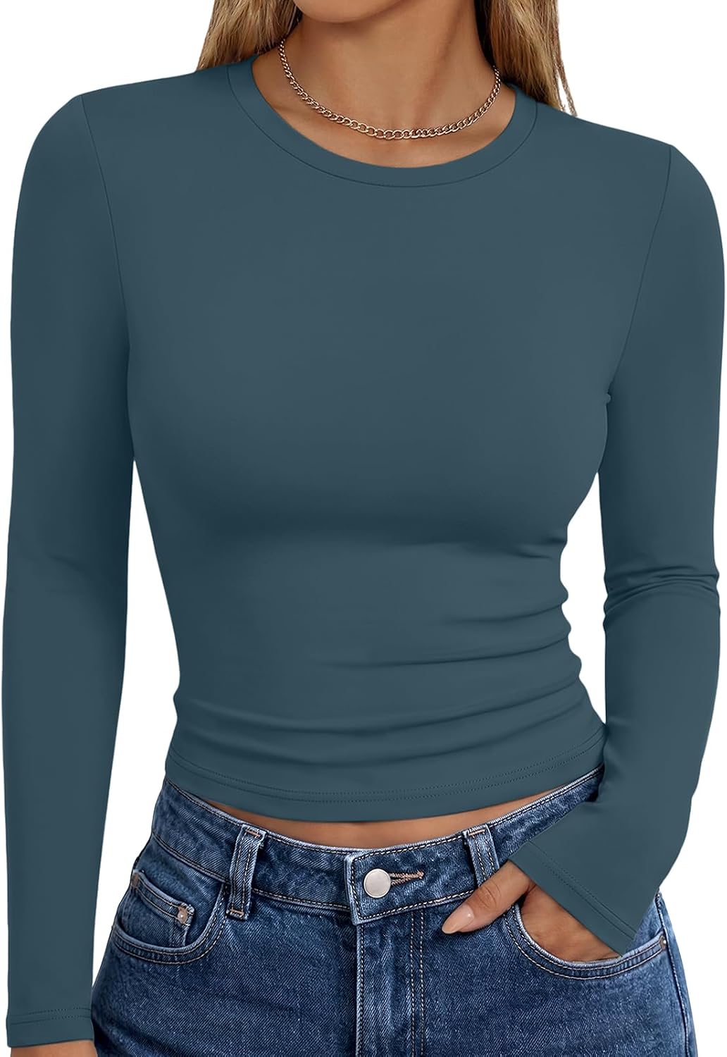 Trendy Queen Womens Long Sleeve T Shirts Fall Fashion Basic Y2K Tops 2026