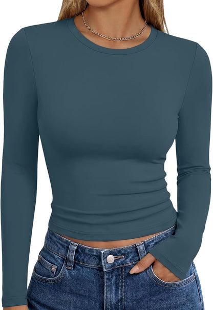 Trendy Queen Womens Long Sleeve T Shirts Fall Fashion Basic Y2K Tops 2026