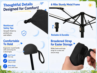 BAODINI Mini Travel Umbrella with UV Sun Protection, Compact Pocket-Size