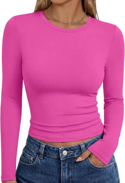 Trendy Queen Womens Long Sleeve T Shirts Fall Fashion Basic Y2K Tops 2026