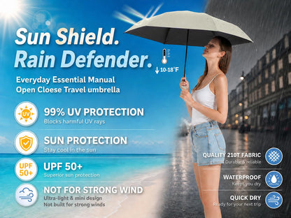 BAODINI Mini Travel Umbrella with UV Sun Protection, Compact Pocket-Size