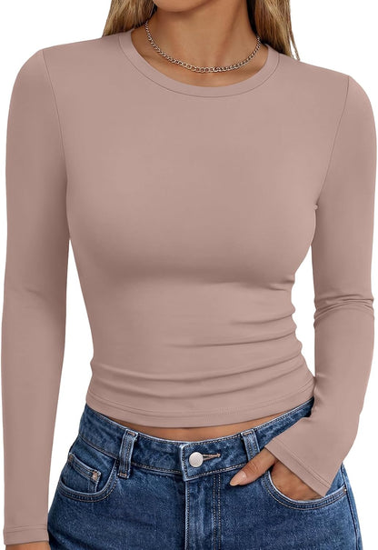 Trendy Queen Womens Long Sleeve T Shirts Fall Fashion Basic Y2K Tops 2026
