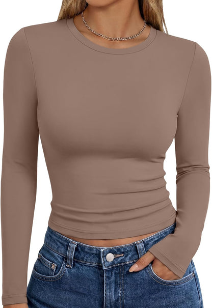 Trendy Queen Womens Long Sleeve T Shirts Fall Fashion Basic Y2K Tops 2026