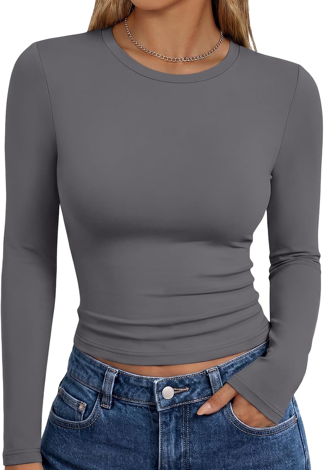 Trendy Queen Womens Long Sleeve T Shirts Fall Fashion Basic Y2K Tops 2026