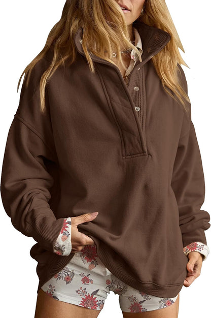 Gacaky Sweatshirt for Women Oversized Henley Neck Pullover Top Fall Outfits