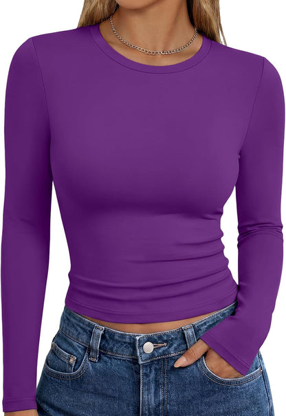 Trendy Queen Womens Long Sleeve T Shirts Fall Fashion Basic Y2K Tops 2026