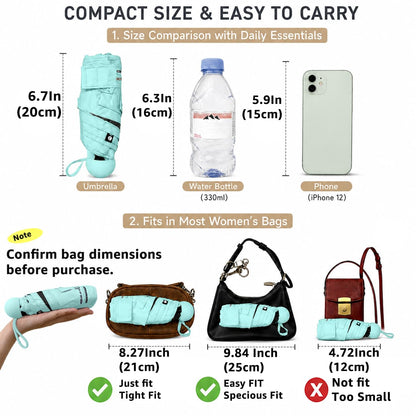 BAODINI Mini Travel Umbrella with UV Sun Protection, Compact Pocket-Size