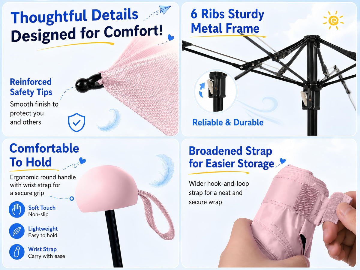 BAODINI Mini Travel Umbrella with UV Sun Protection, Compact Pocket-Size