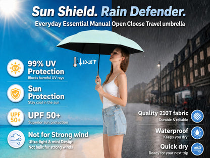 BAODINI Mini Travel Umbrella with UV Sun Protection, Compact Pocket-Size