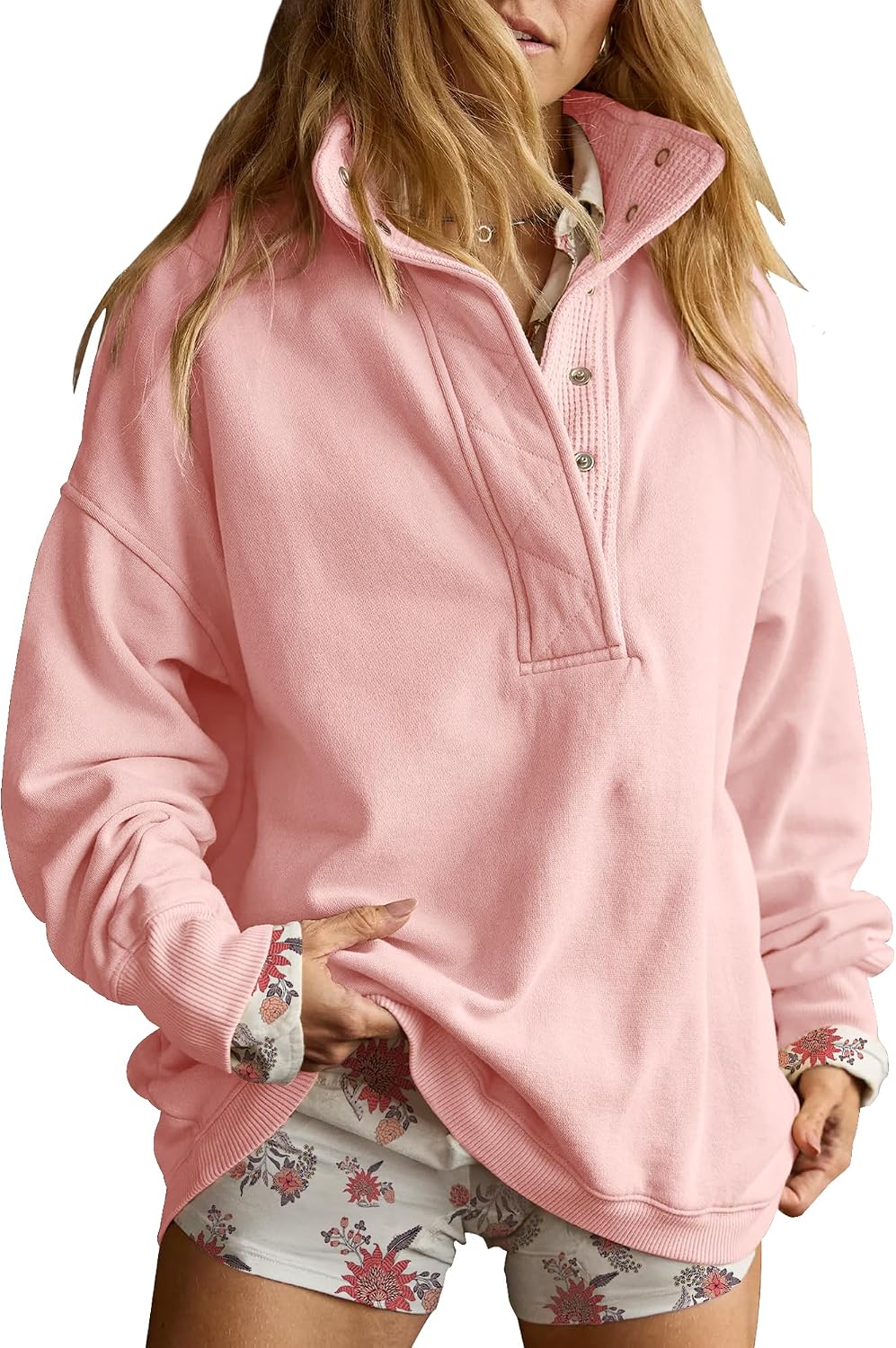 Gacaky Sweatshirt for Women Oversized Henley Neck Pullover Top Fall Outfits