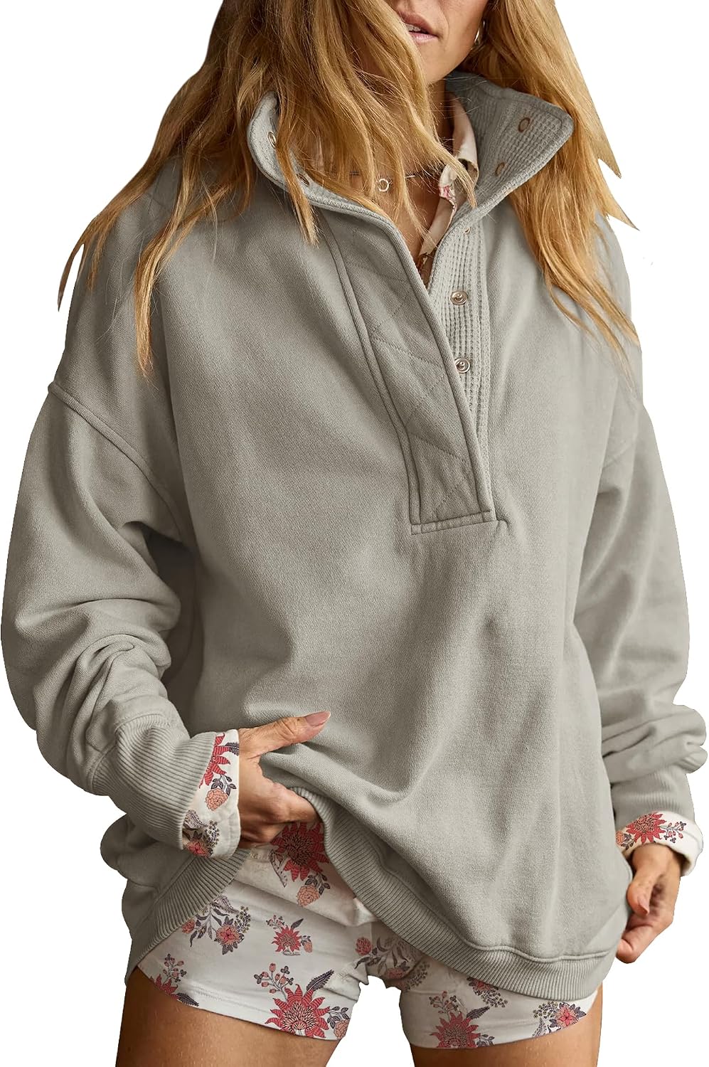 Gacaky Sweatshirt for Women Oversized Henley Neck Pullover Top Fall Outfits
