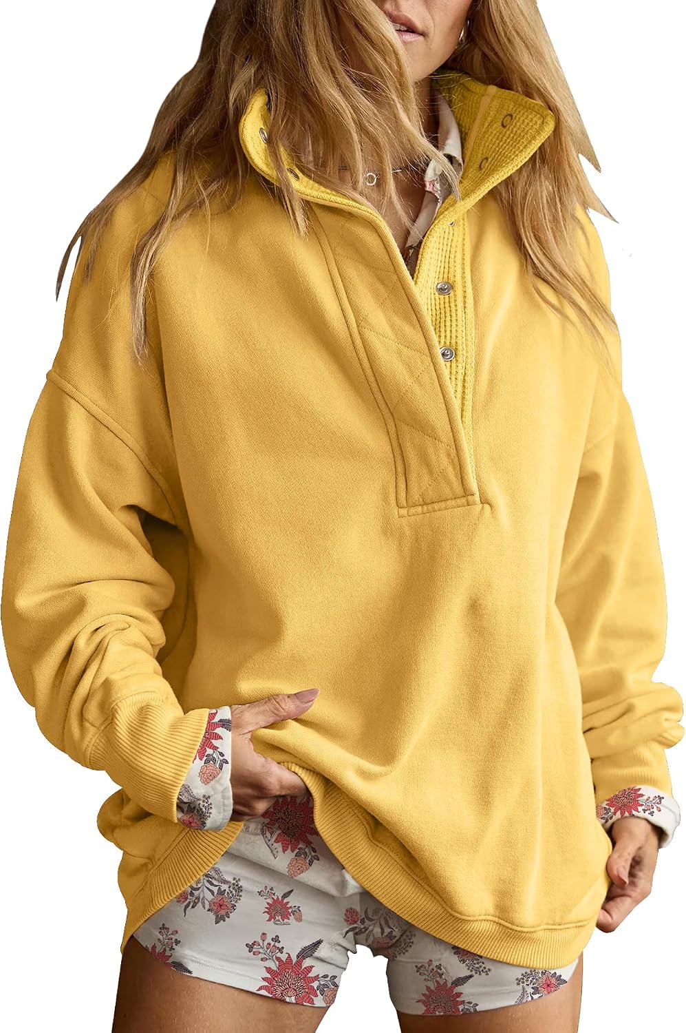 Gacaky Sweatshirt for Women Oversized Henley Neck Pullover Top Fall Outfits