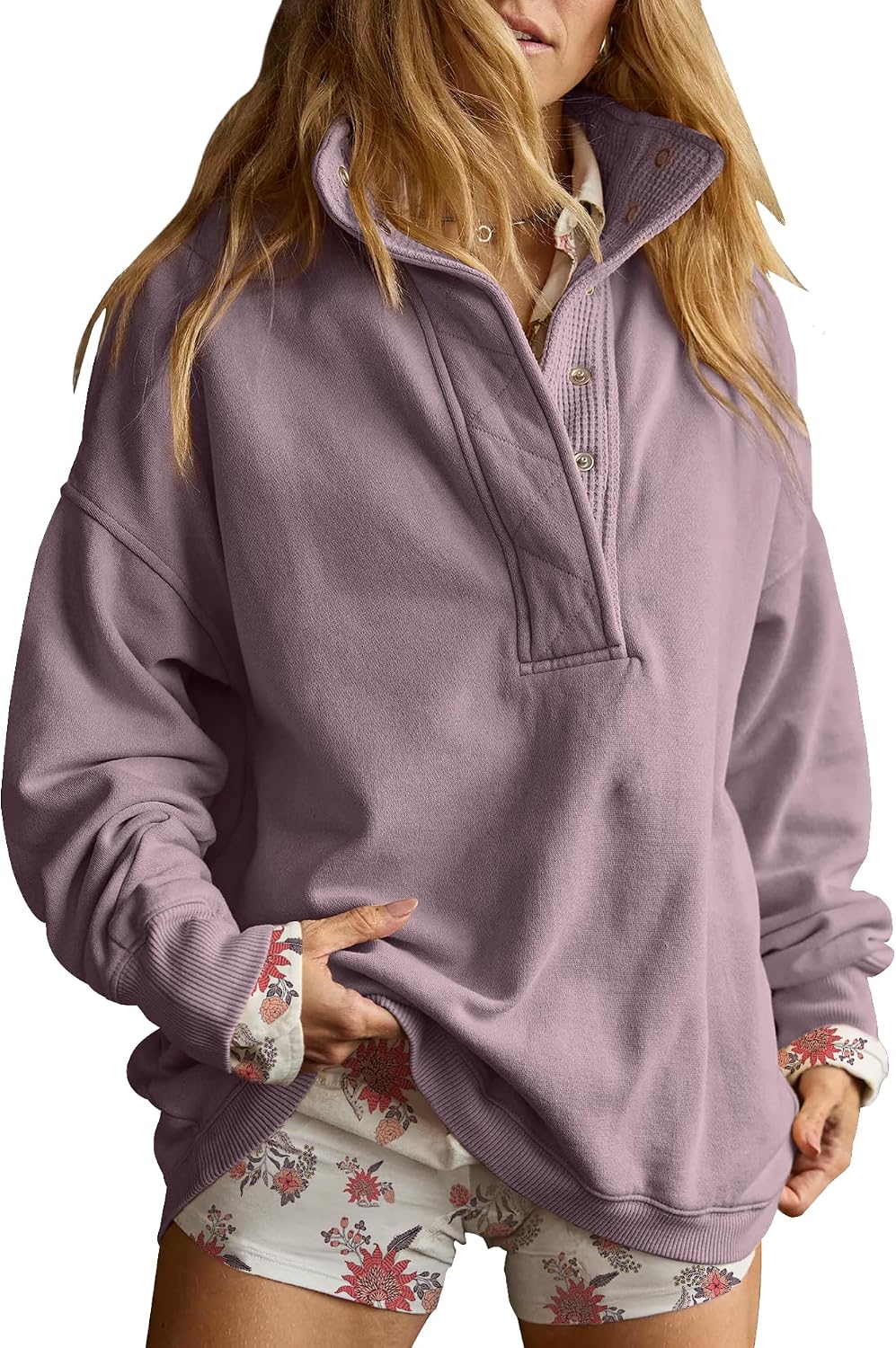 Gacaky Sweatshirt for Women Oversized Henley Neck Pullover Top Fall Outfits