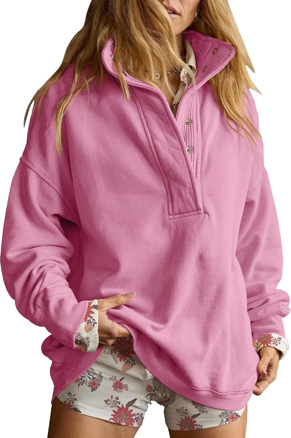 Gacaky Sweatshirt for Women Oversized Henley Neck Pullover Top Fall Outfits