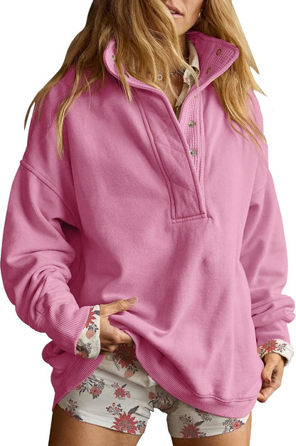 Gacaky Sweatshirt for Women Oversized Henley Neck Pullover Top Fall Outfits