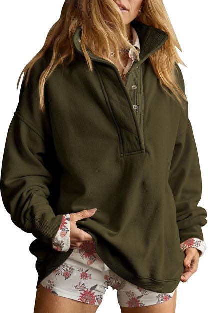Gacaky Sweatshirt for Women Oversized Henley Neck Pullover Top Fall Outfits
