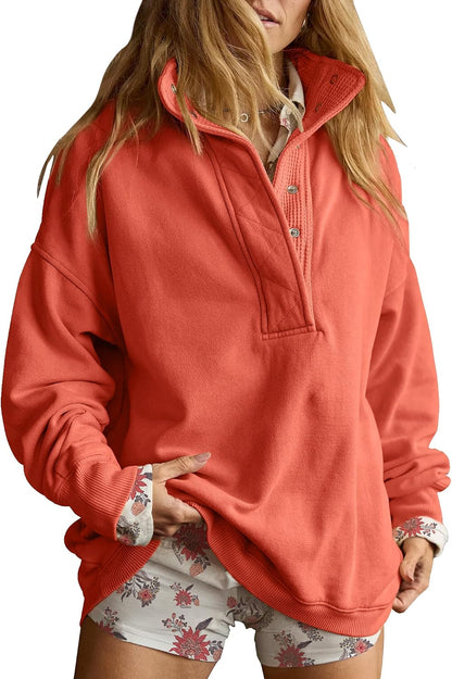 Gacaky Sweatshirt for Women Oversized Henley Neck Pullover Top Fall Outfits