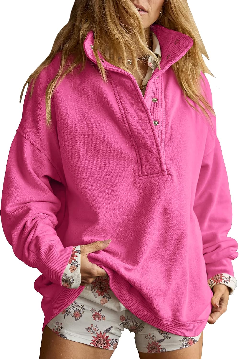 Gacaky Sweatshirt for Women Oversized Henley Neck Pullover Top Fall Outfits
