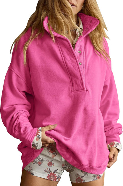 Gacaky Sweatshirt for Women Oversized Henley Neck Pullover Top Fall Outfits