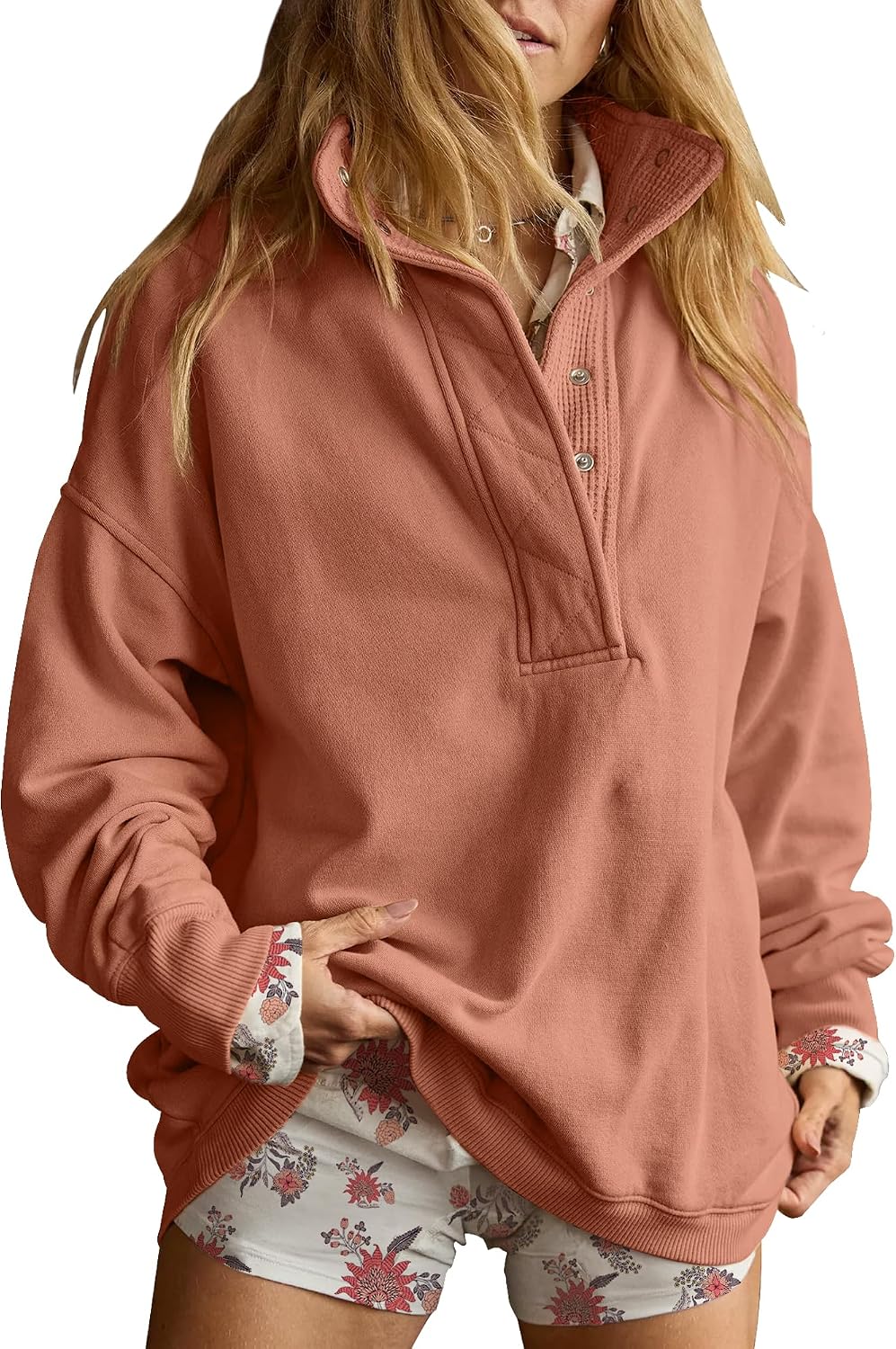 Gacaky Sweatshirt for Women Oversized Henley Neck Pullover Top Fall Outfits