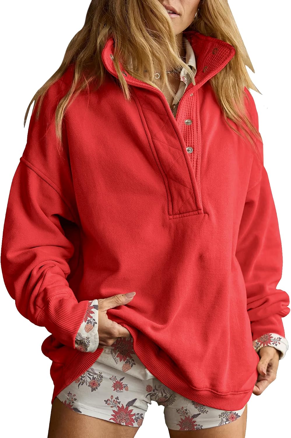 Gacaky Sweatshirt for Women Oversized Henley Neck Pullover Top Fall Outfits