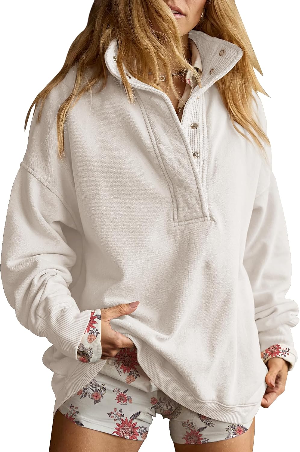Gacaky Sweatshirt for Women Oversized Henley Neck Pullover Top Fall Outfits