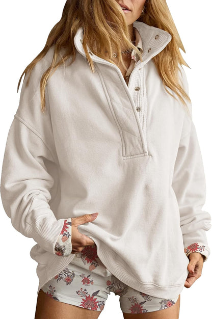 Gacaky Sweatshirt for Women Oversized Henley Neck Pullover Top Fall Outfits
