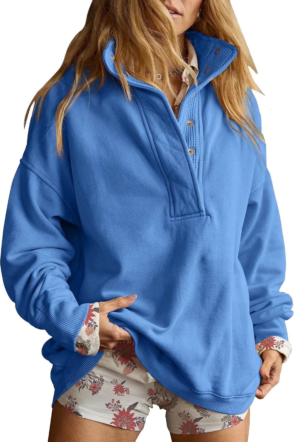 Gacaky Sweatshirt for Women Oversized Henley Neck Pullover Top Fall Outfits