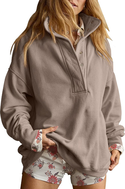 Gacaky Sweatshirt for Women Oversized Henley Neck Pullover Top Fall Outfits