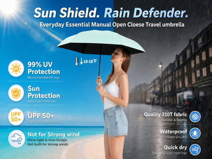 BAODINI Mini Travel Umbrella with UV Sun Protection, Compact Pocket-Size