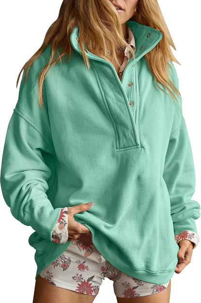 Gacaky Sweatshirt for Women Oversized Henley Neck Pullover Top Fall Outfits
